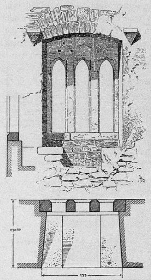 Fig. 93. Ruine Schauenburg, südlicher bezw, südöstlicher Wehrturm. Fenster im vierten Stock
