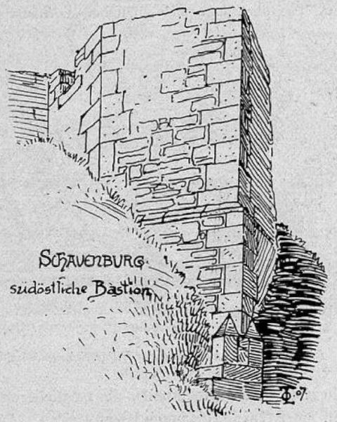 Fig. 95. Ruine Schauendurg. Eckausbildung an der südlichen Bastion