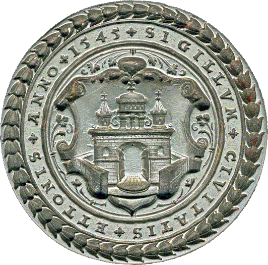 Abb.: Erstes bekanntes Siegel von 1370 (oben) und Siegel von 1545 (unten). Aufn.: Wolfgang Hoffmann (2)