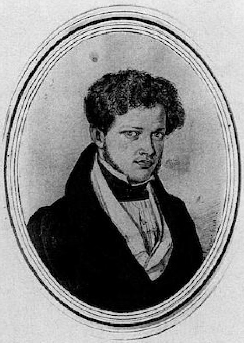 Johann Baptist Geck, Zähringer Hof-Wirt in Offenburg Vater des sozialdemokratischen Reichstagsabgeordneten Adolf Geck - Aquarell von Carl Sandhaas, 1833