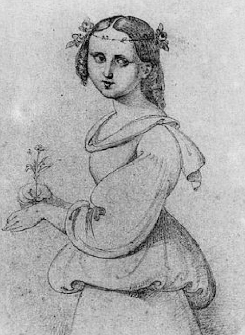 Mine / Marianne, die Geliebte des Künstlers - Bleistiftzeichnung um 1835