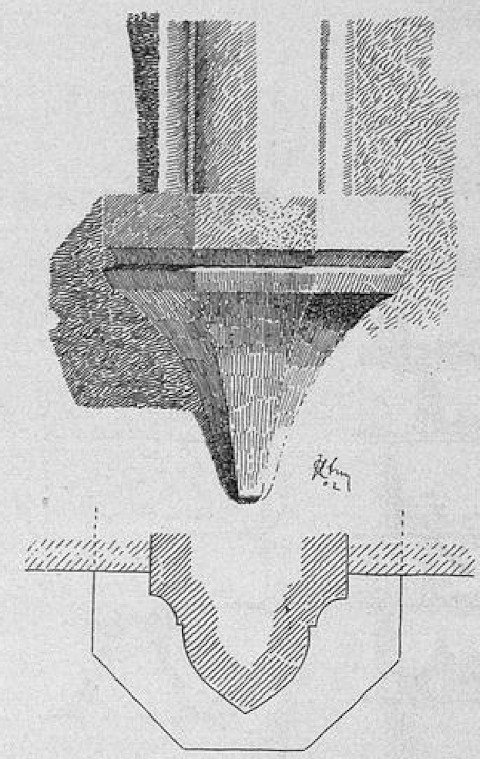 Fig. 22 - Rippe mit Konsole aus dem IV. Stockwerk des Thurmes der Tiefburg Lahr