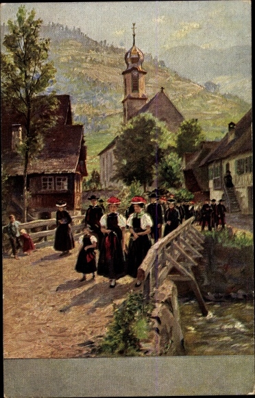 Abb. 4 Hasemann Wilhelm, Männer und Frauen in Trachten aus dem Kinzigtal (Ansichtskarte)